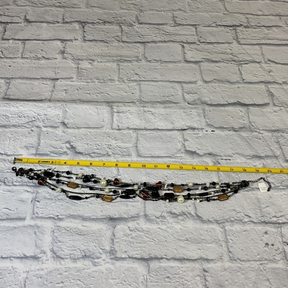 Lia Sophia Layered Beaded Necklace Brown black Pearl New NWT - Picture 7 of 11